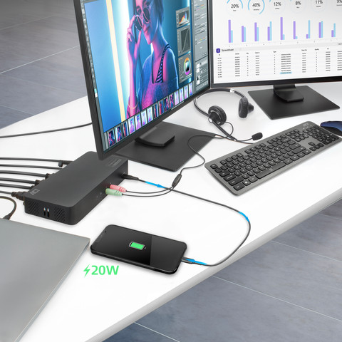 ACT USB-C Dual 4K Monitor DisplayLink Docking Station product in gebruik