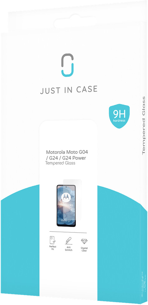 Just In Case Tempered Glass Motorola Moto G04/G04S/G24/G24 Power Screenprotector verpakking