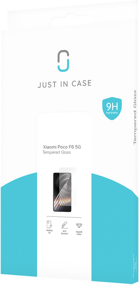 Just In Case Tempered Glass Xiaomi Poco F6 Screenprotector verpakking