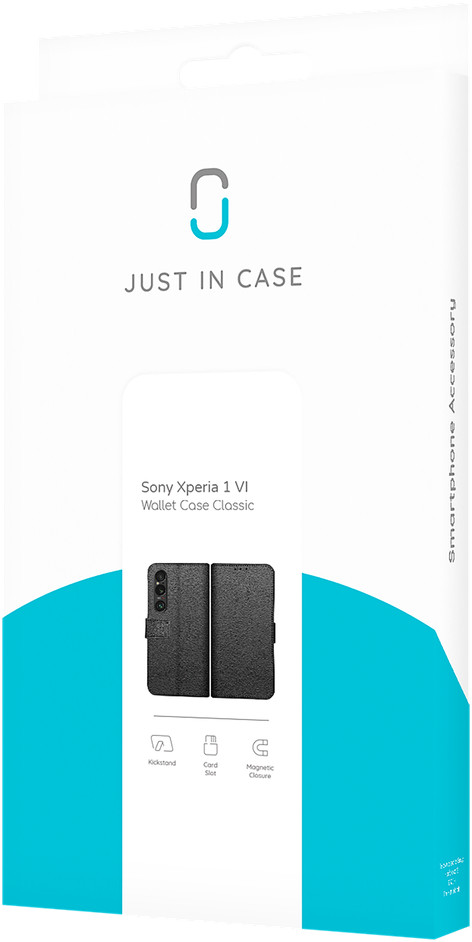 Just in Case Wallet Sony Xperia 1 VI Book Case Black packaging