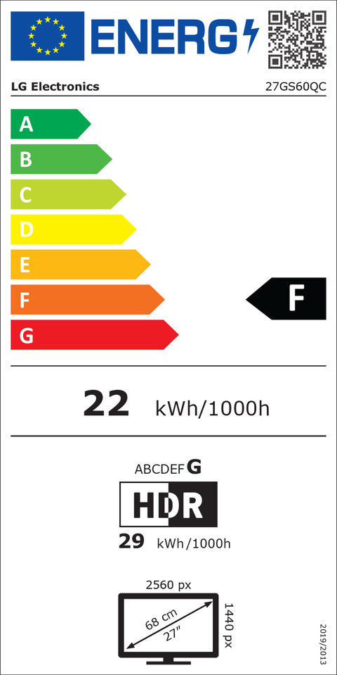 LG UltraGear 27GS60QC-B energy label