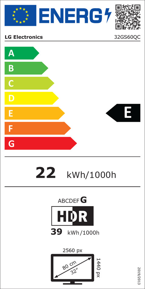 LG UltraGear 32GS60QC-B energy label