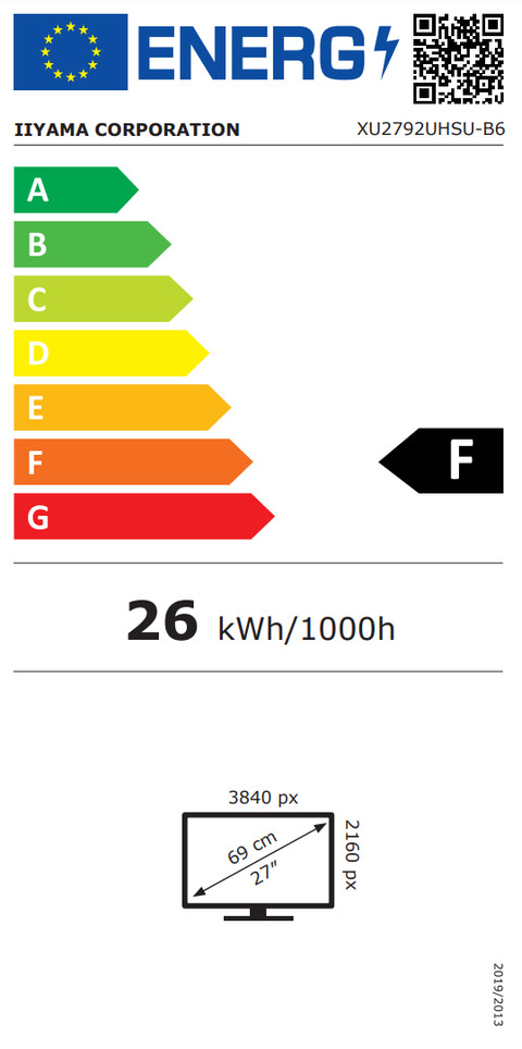 iiyama PROLITE XU2792UHSU-B6 energielabel