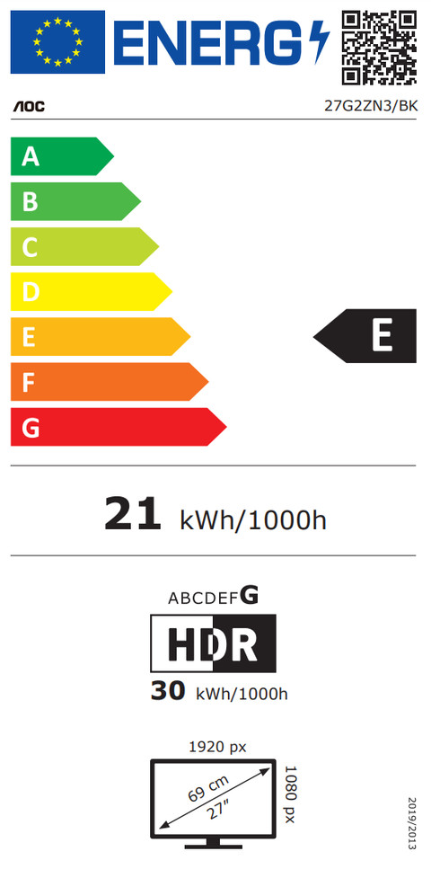 AOC 27G2ZN3/BK classe énergétique