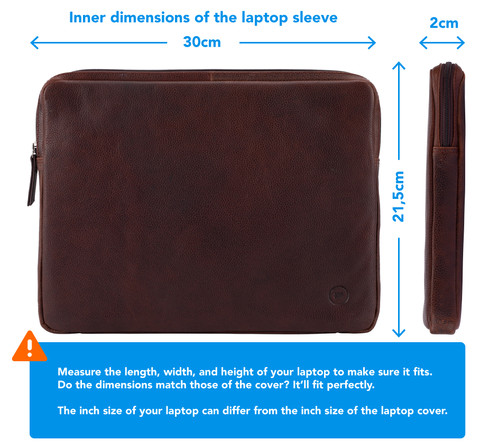 BlueBuilt 12-inch Laptop Sleeve Width 29cm - 30cm Leather Brown visual Coolblue 2