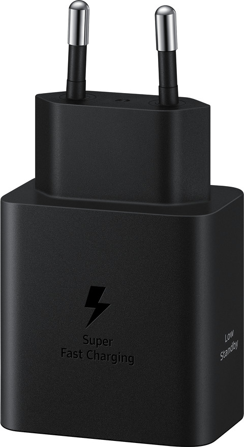 Samsung Super Fast Charging Oplader 45W Zwart + Usb C Kabel 1,8m Zwart Kunststof voorkant