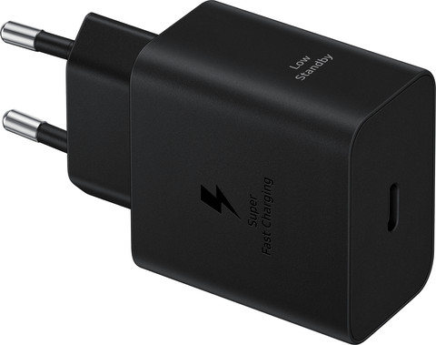 Samsung Super Fast Charging Oplader 45W Zwart + Usb C Kabel 1,8m Zwart Kunststof bovenkant