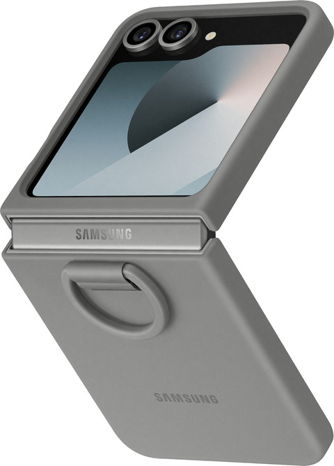 Samsung Galaxy Z Flip 6 Silicone Back Cover Ring Gray left side