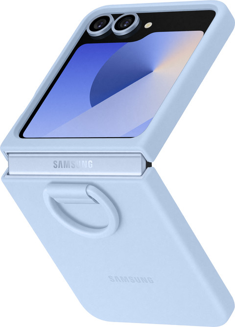 Samsung Galaxy Z Flip 6 Siliconen Back Cover Ring Blauw linkerkant