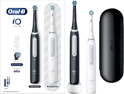 Oral-B iO 4 Noir et Blanc Lot de 2 avant