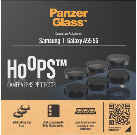 PanzerGlass Hoops Samsung Galaxy A55 Kameraobjektivschutz Glas detail