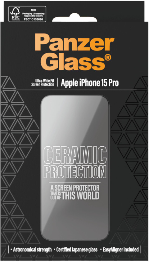 PanzerGlass Ultra-Wide Fit Apple iPhone 15 Pro Screenprotector Ceramic verpakking