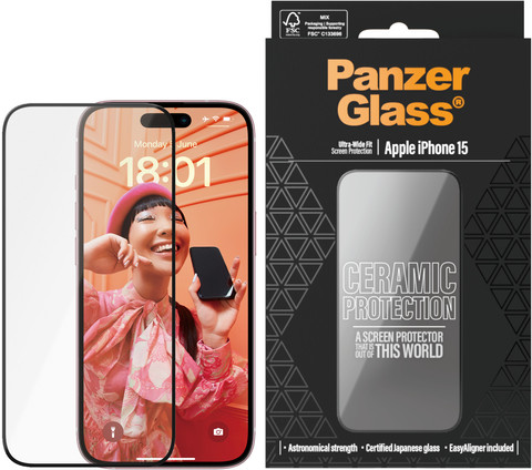 Displayschutz PanzerGlass Ultra-Wide Fit Apple iPhone 15 Ceramic visueller lieferant