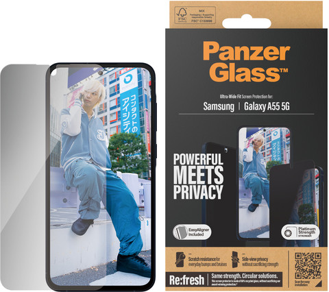 PanzerGlass Ultra-Wide Fit Samsung Galaxy A55 Protège-écran de Confidentialité Verre emballage