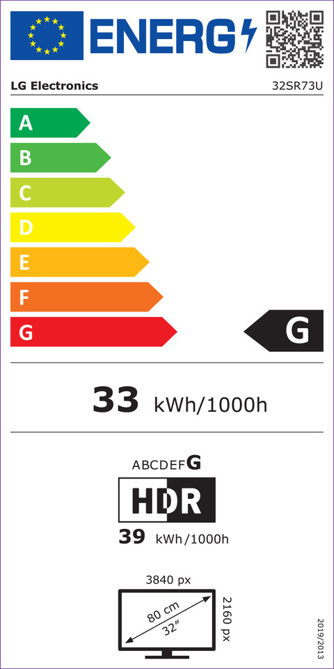 LG Smart 32SR73U-W.AEU energy label