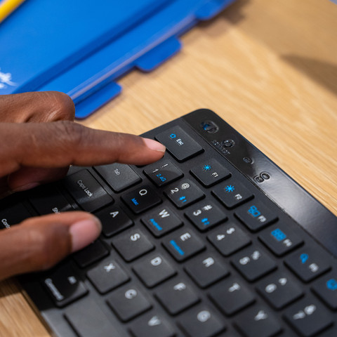 JLab JBuds Wireless Bluetooth Keyboard QWERTY product in use