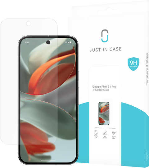 Just In Case Tempered Glass Google Pixel 9/9 Pro Screen Protector packaging