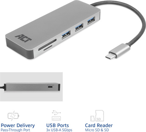 ACT USB-C 4-port USB Hub with Power Delivery detail