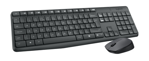 Logitech MK235 kabellose Tastatur und Maus QWERTZ linke seite