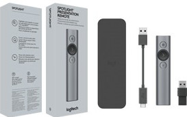 Logitech Spotlight Presentation Remote grijs packaging