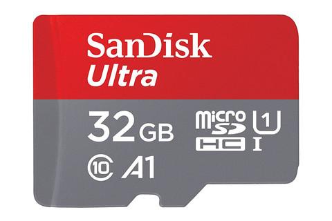 SanDisk MicroSDHC Ultra 32GB 120 MB/s CL10 A1 UHS-1 + SD Ada voorkant