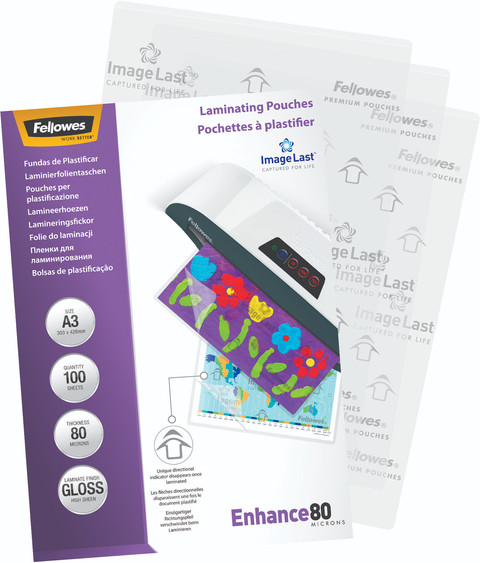 Fellowes Lamineerhoezen Enhance 80 mic A3 (100 stuks) verpakking