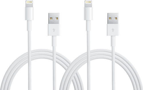 Apple USB-A to Lightning Cable 1m Plastic White Duo Pack Main Image