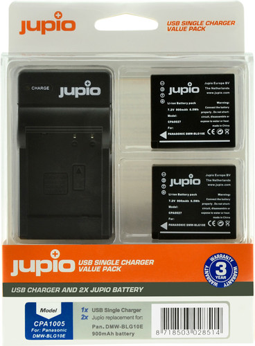 Jupio Kit 2x Battery DMW BLG10E USB Single Charger Coolblue Voor 