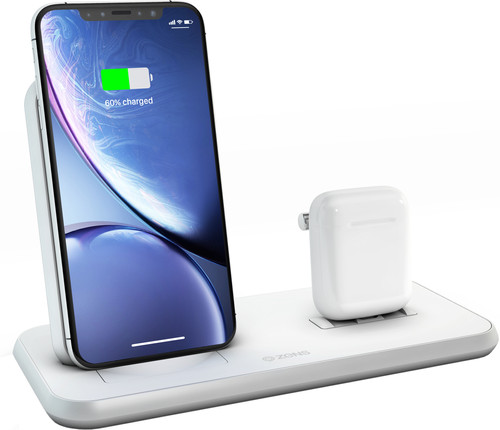 In het algemeen pakket opwinding ZENS Draadloze Oplader 10W met Standaard en AirPods Dock Wit - Coolblue -  Voor 23.59u, morgen in huis