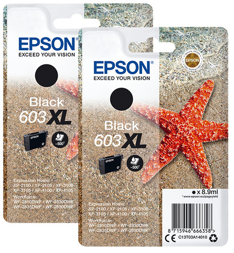 Epson 603XL Cartridges Zwart Duo Pack Main Image