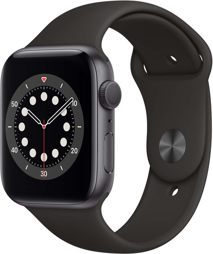 Apple Watch Series 6 44mm Space Gray Aluminium Zwarte Sportband - Coolblue  - Voor 23.59u, morgen in huis