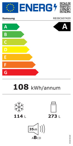 Samsung RB38C607AS9/EF energielabel