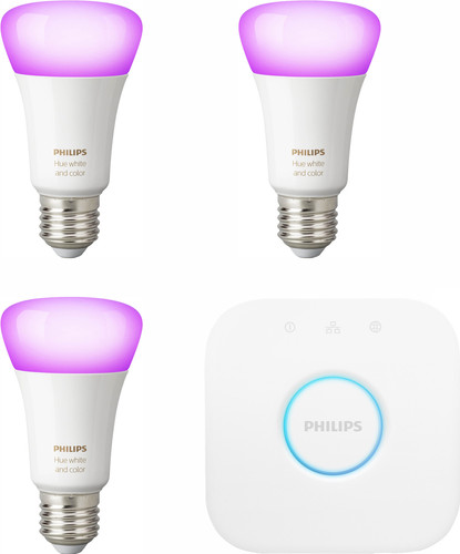 Geelachtig filter beroemd Philips Hue starterkit - wit/gekleurd licht - E27 - 3 lampen - Coolblue -  Voor 23.59u, morgen in huis