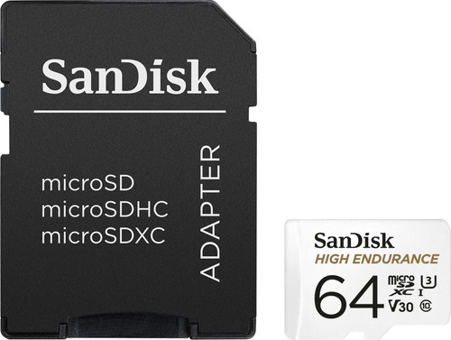 Sandisk Micro SDXC High Endurance 64GB 100MB/s + Adapter Coolblue - Voor 23.59u, in huis