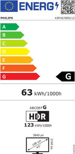 Philips 43PUS7805 - Ambilight (2020) energy label