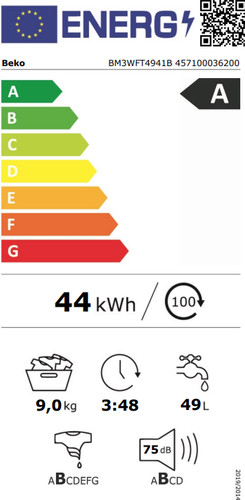 Beko BM3WFT4941B IronFast energielabel
