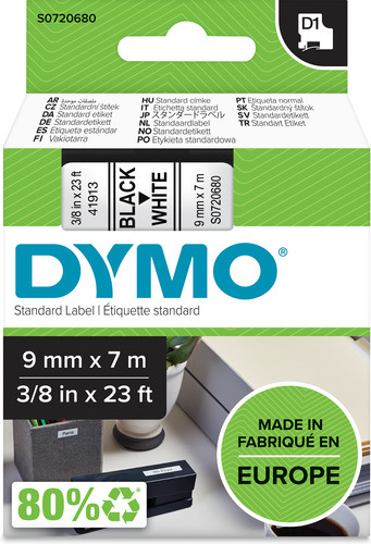 DYMO Authentieke D1 Labels Zwart-Wit (9 mm x 7 m) Main Image