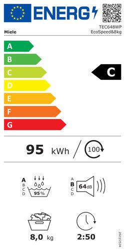 Miele TEC 648 WP EcoSpeed & Wash2Dry energy label