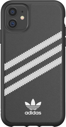 Adidas Apple iPhone 11 Back Cover Leer Zwart/Wit - Coolblue - Voor 23.59u,  morgen in huis