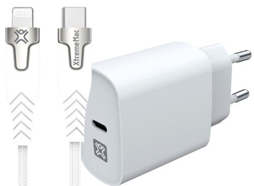 XtremeMac Power Delivery Charger 20W + Lightning Cable 2m Nylon White Main Image