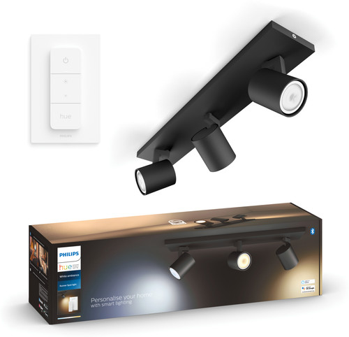 Philips Hue Runner 3-Spot Spot Light White Ambiance Black + Dimmer Coolblue - Before 23:59, delivered tomorrow