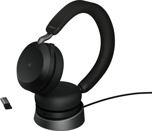 Jabra Evolve2 USB-A MS TEAMS 75 Wireless Office Headset with Charging Stand Black Main Image