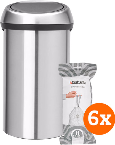 Brabantia Touch Bin 60 Liter Rvs Fingerprint Proof  + Vuilniszakken (120 stuks) Main Image