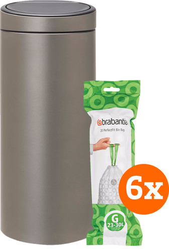 Brabantia Touch Bin 30 Liter + Vuilniszakken stuks) - Coolblue - Voor 23.59u, in huis