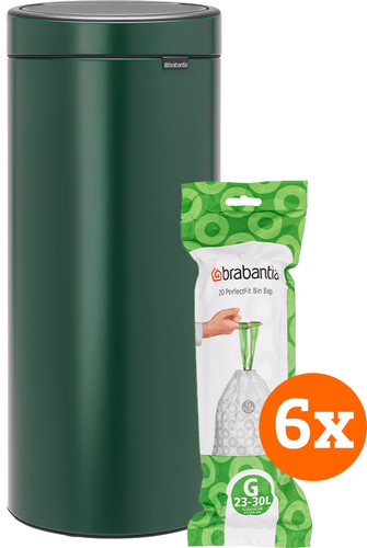 Brabantia Touch Bin 30L Pine Green + Trash Bags (120 units) Main Image