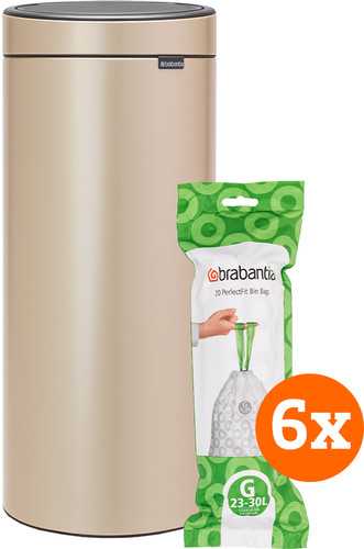 Brabantia Touch Bin 30L Metallic Gold + Trash Bags (120 units) Main Image