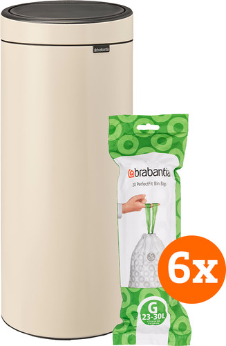 Brabantia Touch Bin 30L Soft Beige + Trash Bags (120 units) Main Image