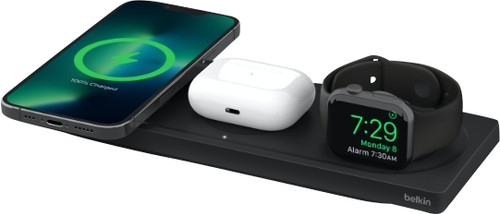 Belkin 3-in-1 Wireless Charger with MagSafe Charging 15W, Black
