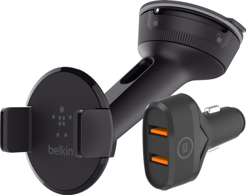 Belkin Phone Mount Car Dashboard/Windshield + BlueBuilt Car Charger Quick Charge 18W Main Image