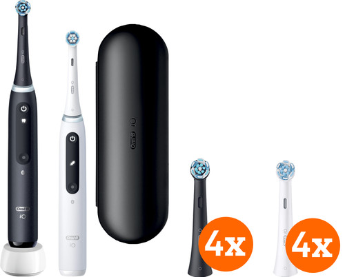 Oral-B iO 5N Zwart en Wit duo pack + iO Ultimate Clean opzetborstels (8 stuks) Main Image